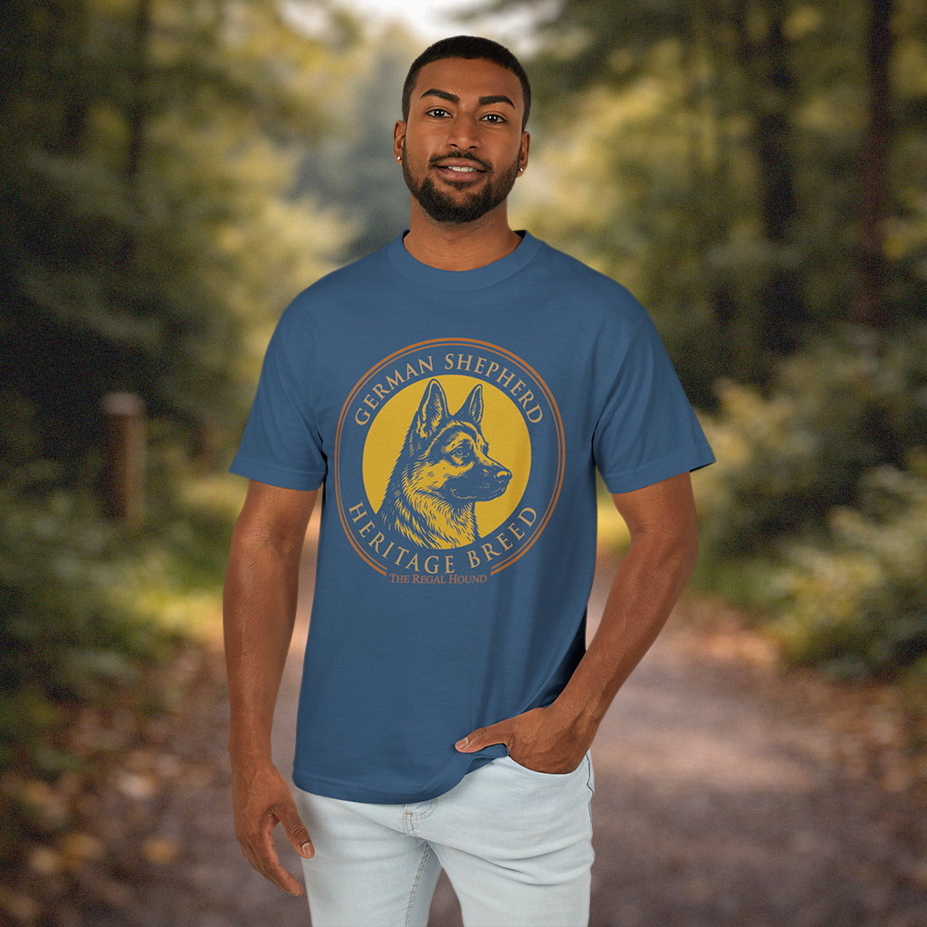 German Shepherd T-shirt — Heritage Badge Garment-Dyed