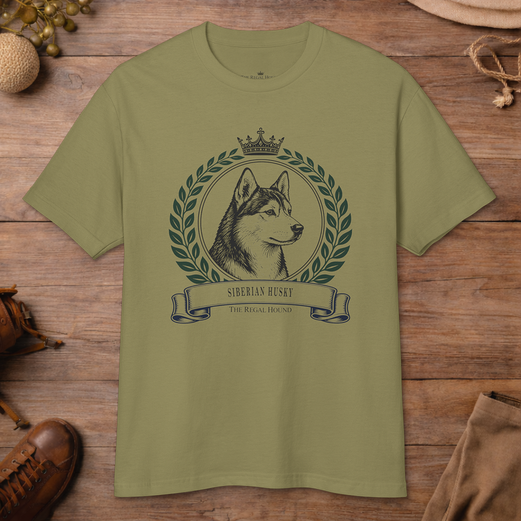 Siberian Husky T-shirt — Heritage Crest Garment-Dyed