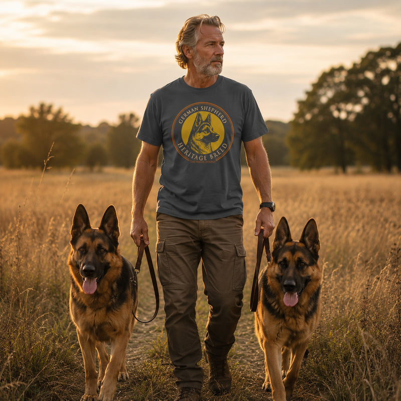 German Shepherd T-shirt — Heritage Badge Garment-Dyed