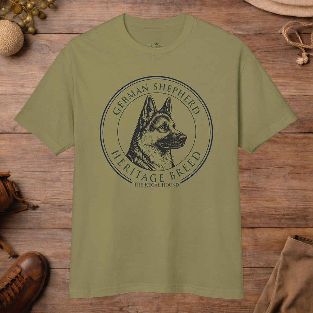 German Shepherd T-shirt — Heritage Badge Garment-Dyed