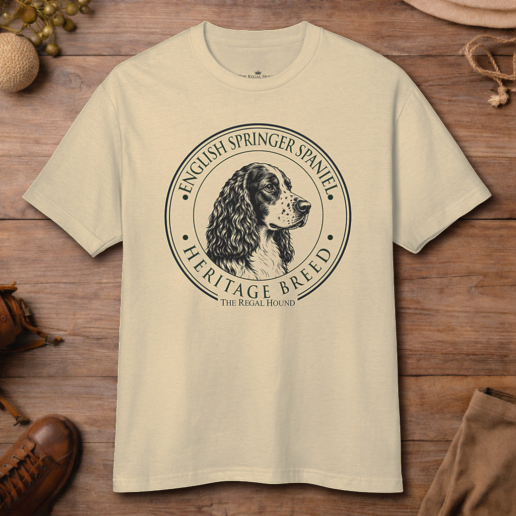 English Springer Spaniel T-shirt - Heritage Badge Garment-Dyed