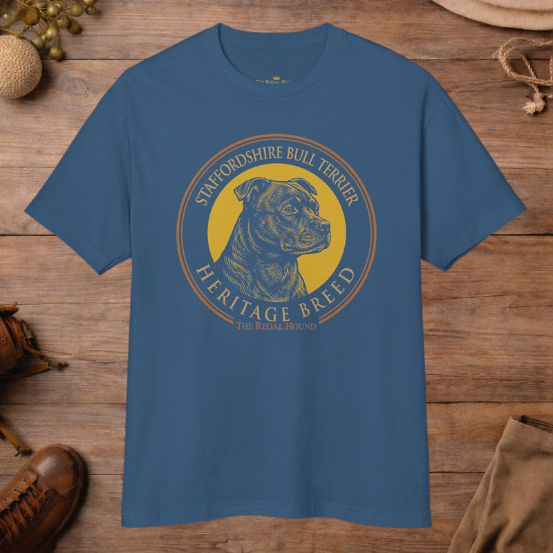 Staffordshire Bull Terrier T-shirt — Heritage Badge Garment-Dyed