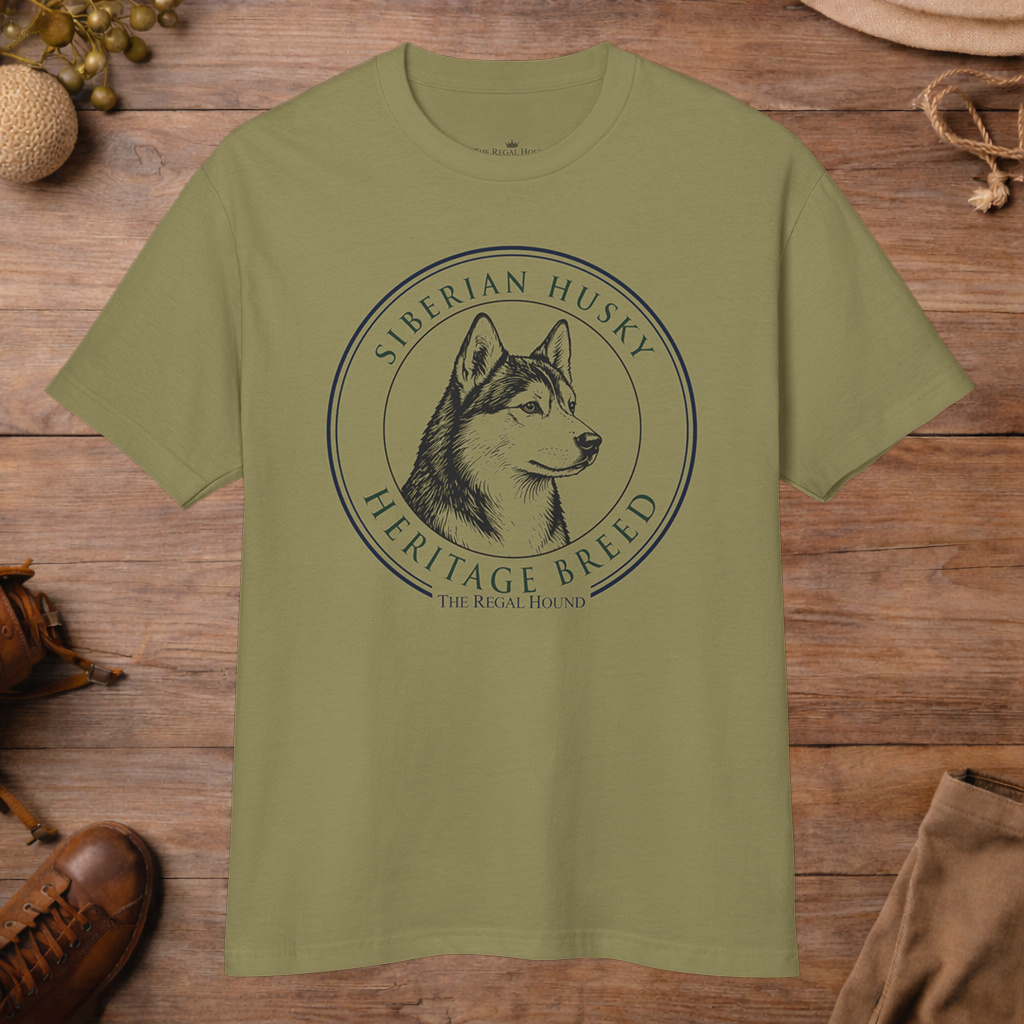 Siberian Husky T-shirt — Heritage Badge Garment-Dyed