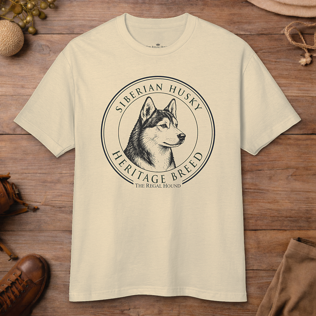 Siberian Husky T-shirt — Heritage Badge Garment-Dyed