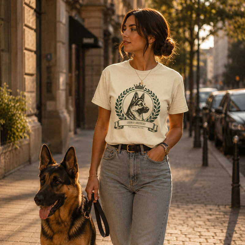 German Shepherd T-shirt — Heritage Crest Garment-Dyed
