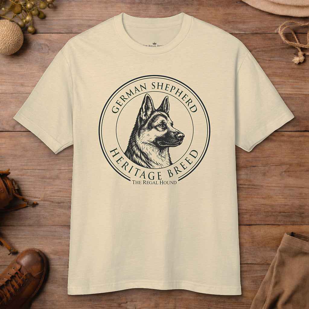 German Shepherd T-shirt — Heritage Badge Garment-Dyed